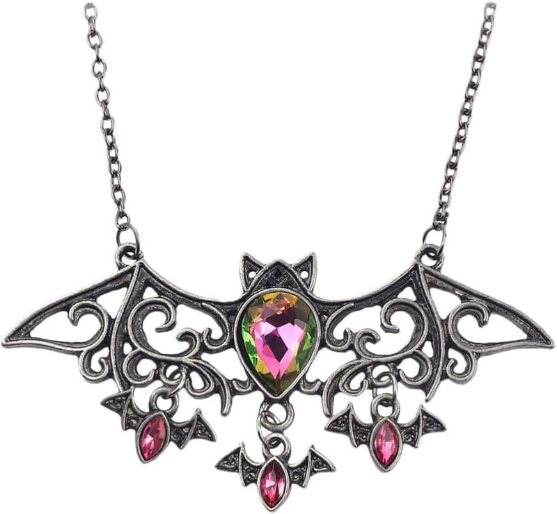 Vintage Gothic Fledermaus Halskette mit Kristall-Anhänger für Frauen