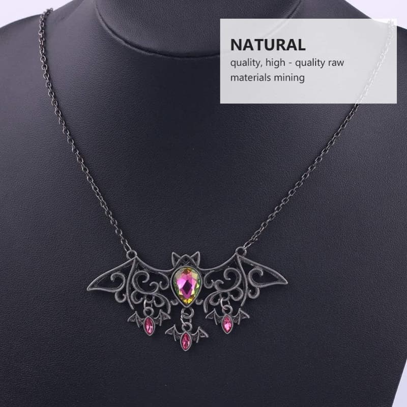 Vintage Gothic Fledermaus Halskette mit Kristall-Anhänger für Frauen