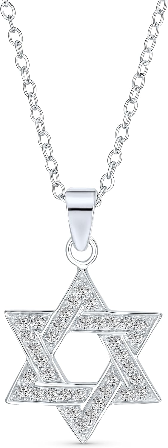 Hanukkah Halskette mit Davidstern aus vergoldetem .925 Silber und Zirkonia für Frauen und Mädchen