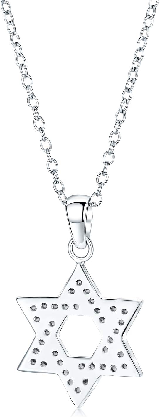 Hanukkah Halskette mit Davidstern aus vergoldetem .925 Silber und Zirkonia für Frauen und Mädchen