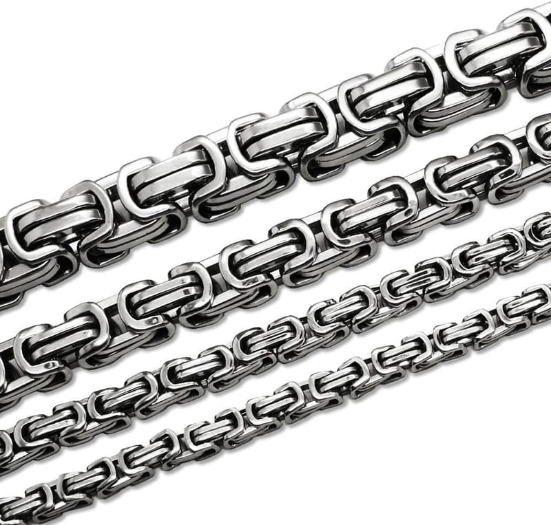 Königskette Halskette und Armband Set aus silbernem Edelstahl