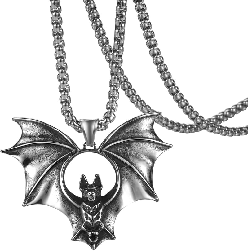 Gothic Fledermaus Halskette aus Edelstahl für Herren – Vintage Punk Schmuck