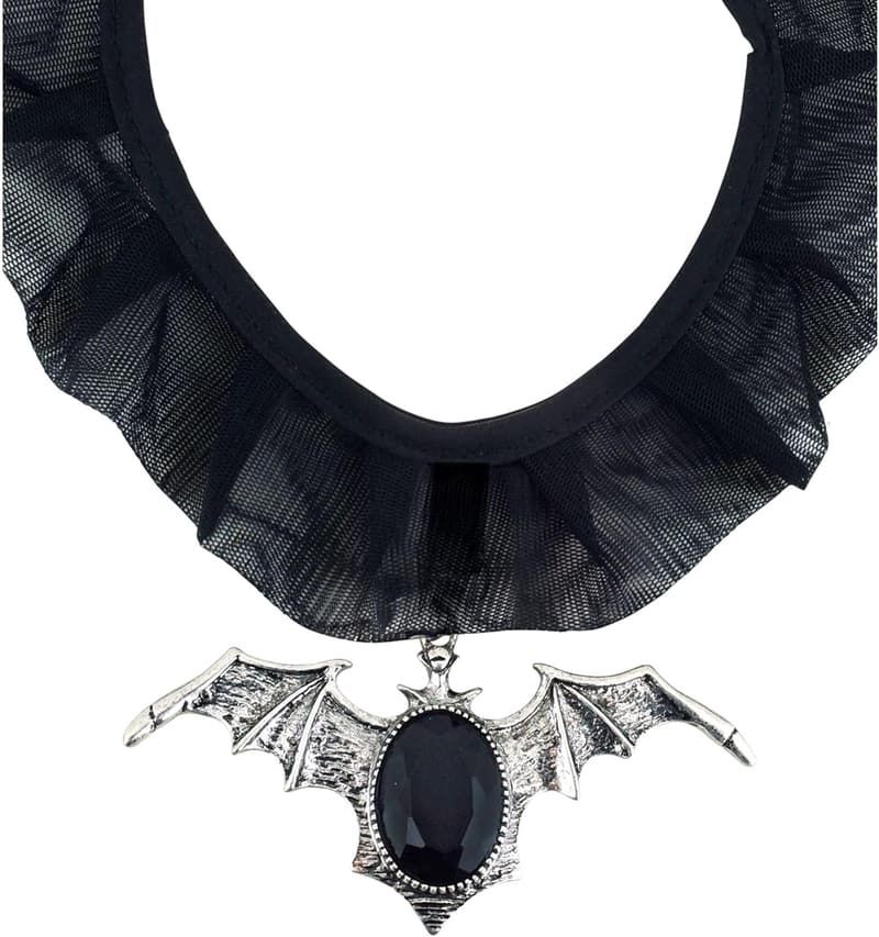 Halskette Fledermaus mit schwarzen Edelstein für Halloween-Mottoparty