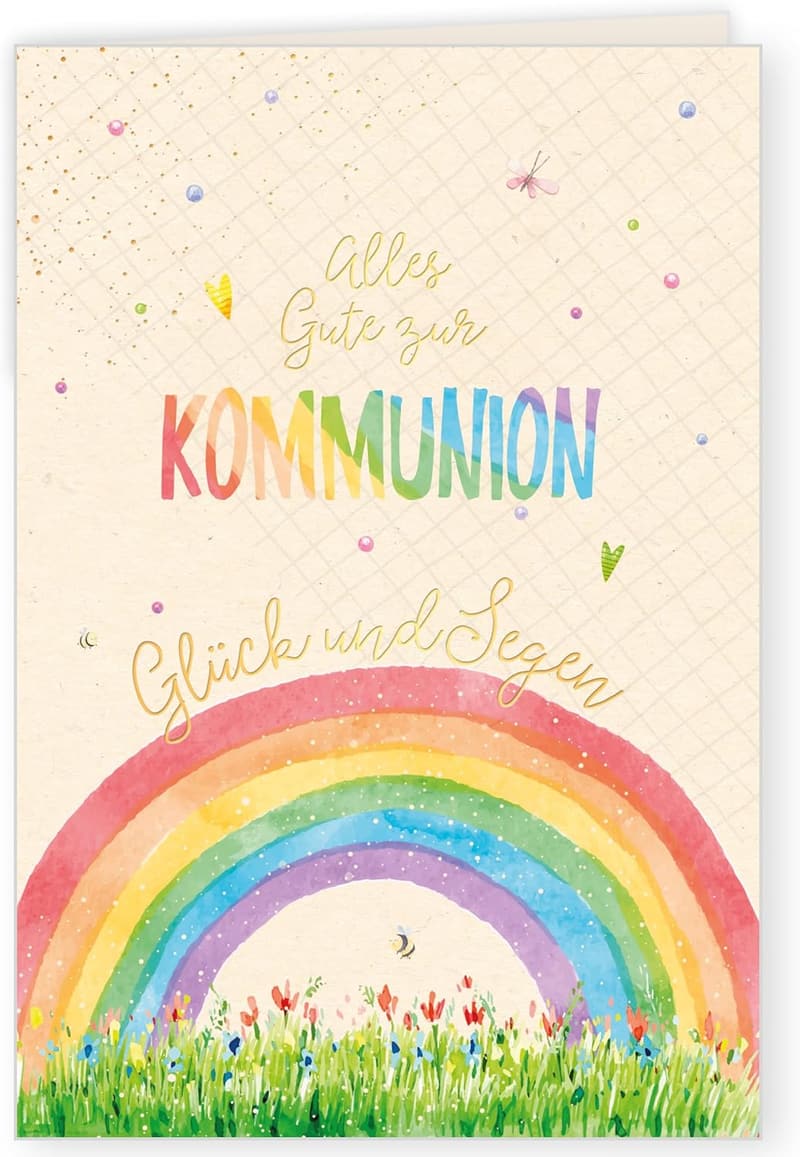 Glückwunschkarte zur Kommunion aus 100% Zuckerrohrpapier, 11,5 x 17 cm