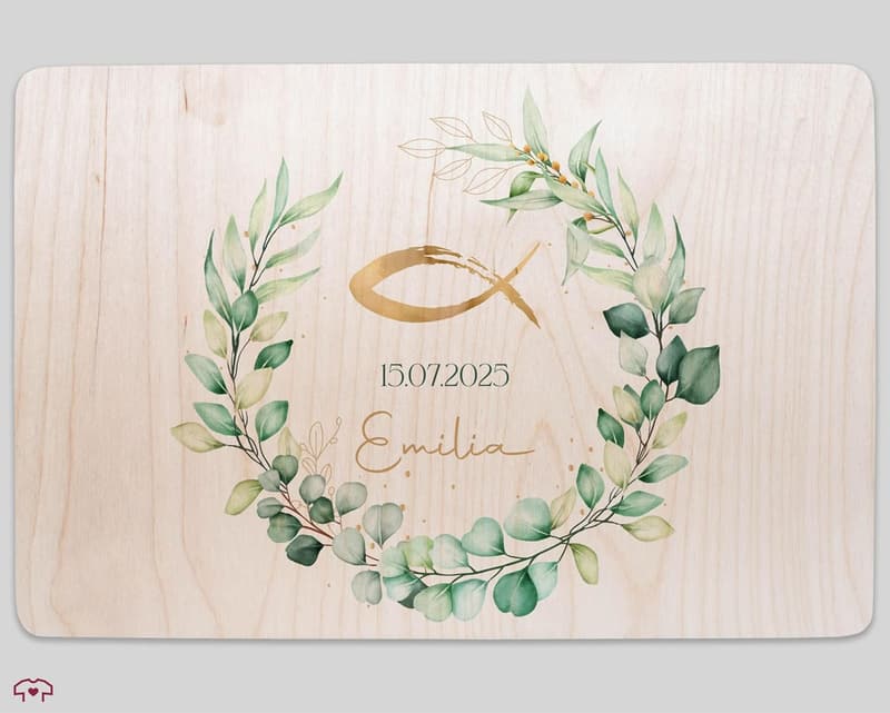 Personalisierte Erinnerungsbox zur Kommunion - Holz 30 x 20 x 14 cm