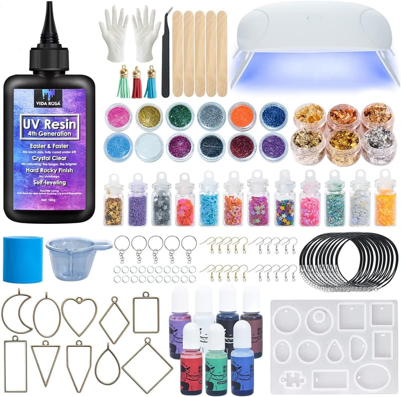 VidaRosa UV-Harz-Set für DIY Schmuckherstellung, kristallklar, schnelltrocknend