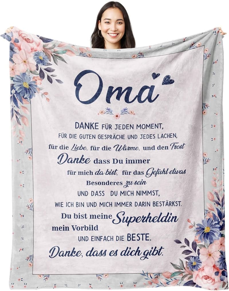 Personalisierte Flanell-Decke für Oma zum Geburtstag, 157x132 cm