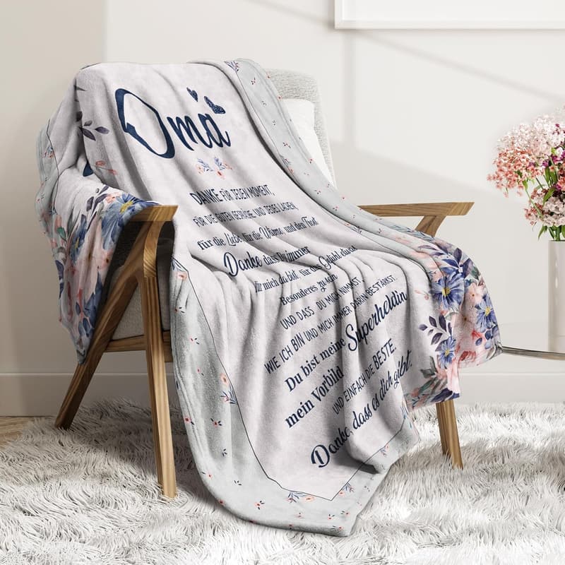 Personalisierte Flanell-Decke für Oma zum Geburtstag, 157x132 cm