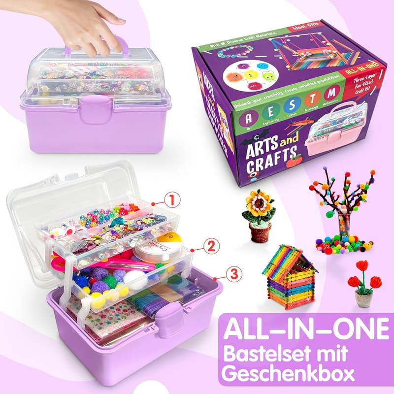 Bastelset für Kinder ab 4 Jahren – 2500+ Teile in Lila
