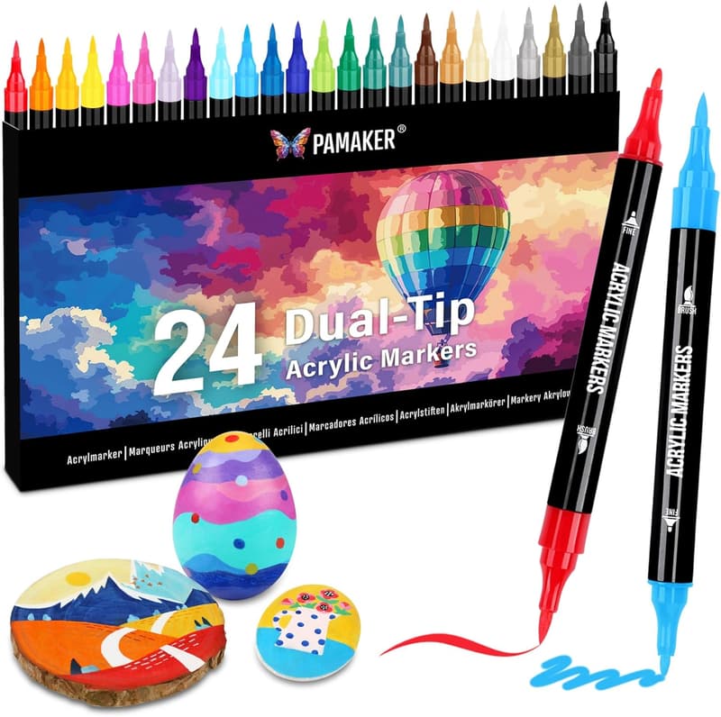 Acrylmarker Set mit 24 Farben für Kunst und DIY-Projekte
