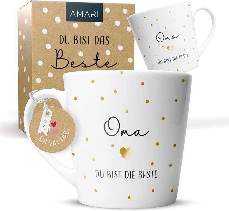 Dankeschön-Tasse für die beste Oma - Kaffeebecher mit Herz