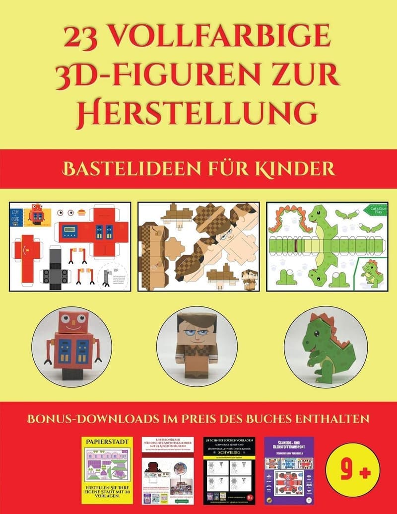 Bastelset für Kinder: 23 bunte 3D-Papierfiguren zum Selbermachen