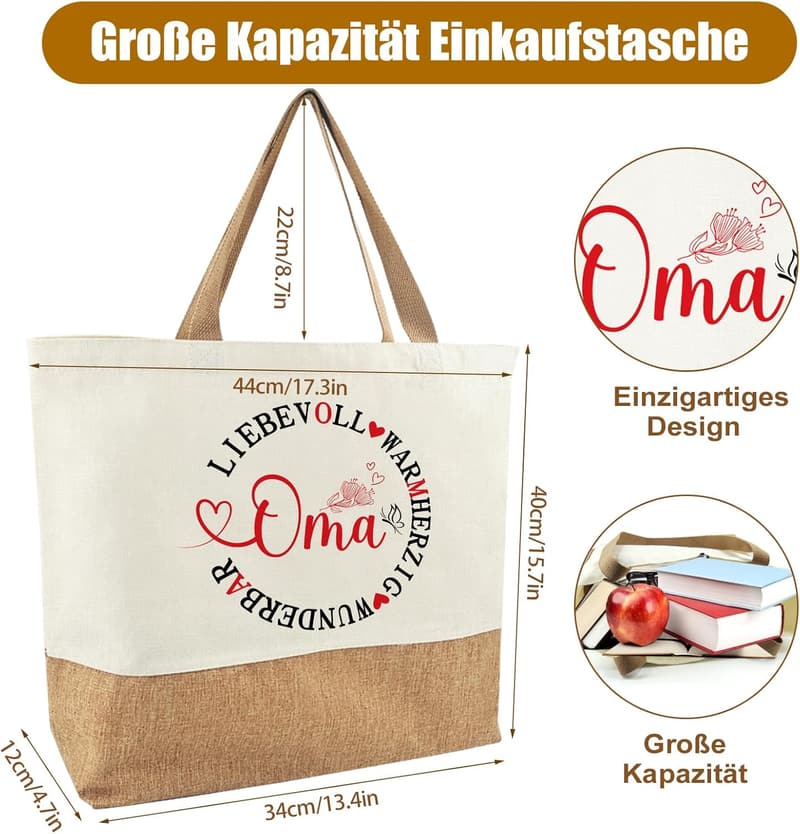 Geschenk für Oma: Jutebeutel aus Baumwolle als Geburtstagsüberraschung