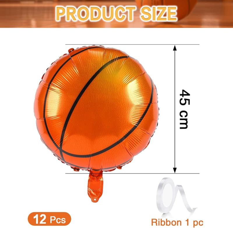 Basketball Luftballons 12 Stück, 45 cm – Geburtstag Dekoration für Jungen