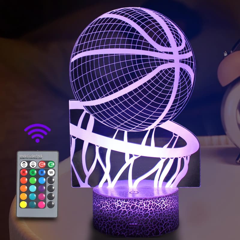 Basketball Nachtlicht 3D Illusion für Kinderzimmer, 16 Farben dimmbar