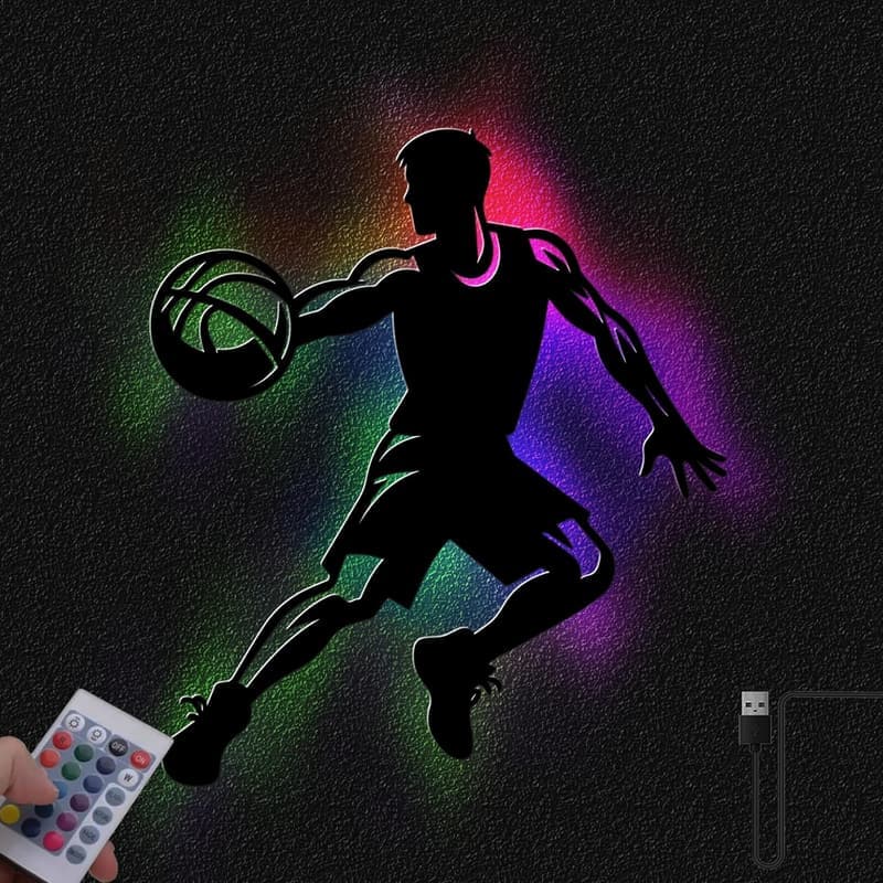 Basketball LED-Lampe aus MDF-Holz | Batteriebetriebenes Selbstbauset für Kinderzimmer