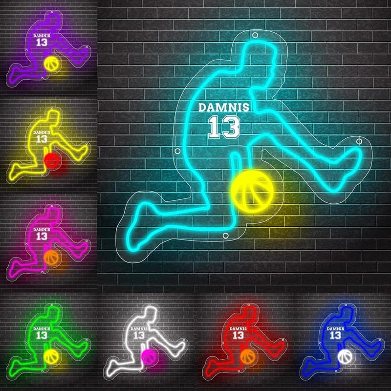 Personalisierte Neonzeichen für Basketballspieler – LED Wanddekoration