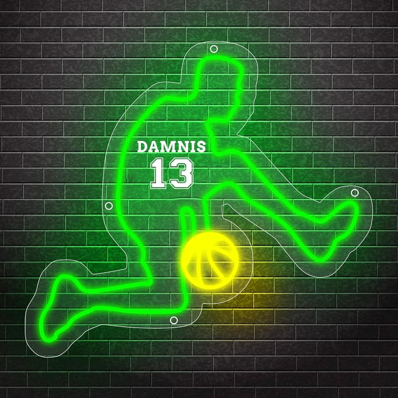 Personalisierte Neonzeichen für Basketballspieler – LED Wanddekoration