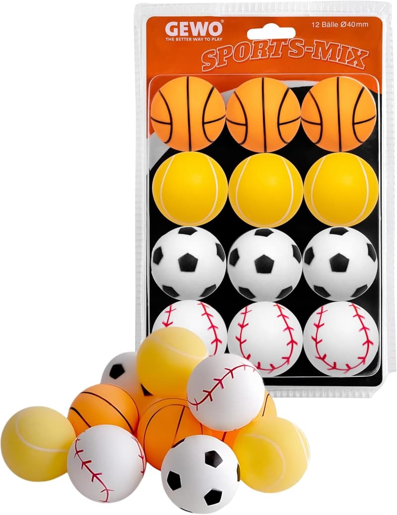 GEWO Sports-Mix Tischtennisbälle 40+ mm - 12 bunte, hochwertige Bälle