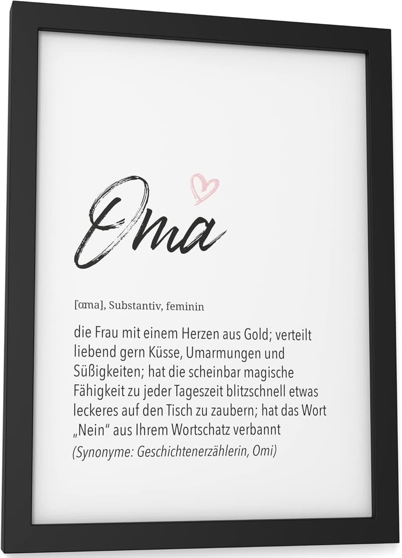 Herz-Poster für Oma, DIN A5, Wanddeko Geschenk zum Geburtstag