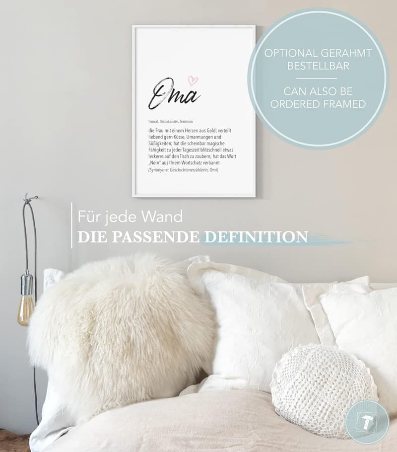 Herz-Poster für Oma, DIN A5, Wanddeko Geschenk zum Geburtstag