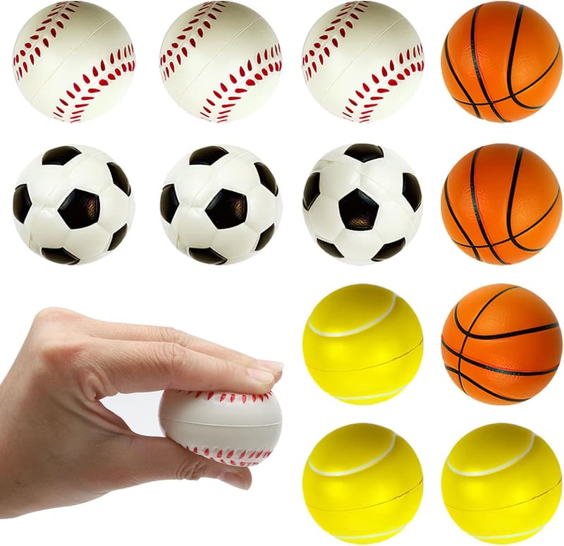 Mini Stressbälle Set für Kinder - 12 Stück, für Spiel und Stressabbau