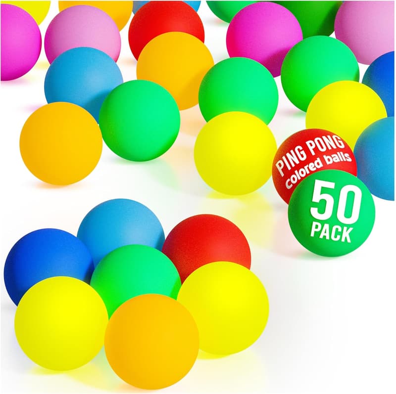 50 Stück farbige Tischtennisbälle aus Kunststoff, 40 mm - für Spiele und Partys
