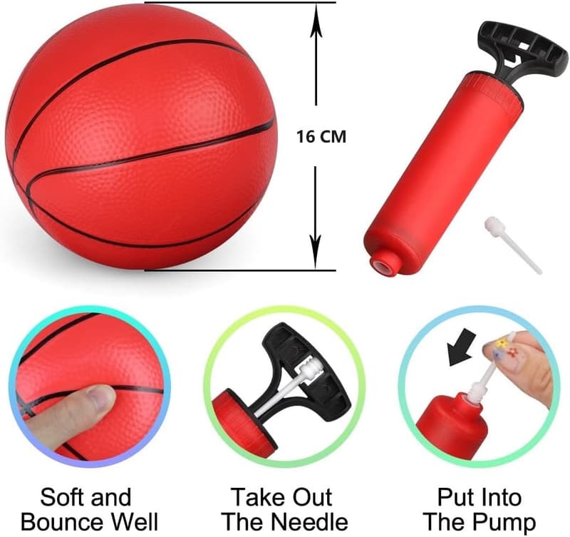 Bunter Mini Basketball für Kinder, 16 cm, mit Pumpe, 5 Stück
