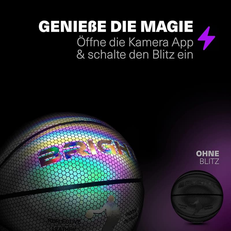Leuchtender Basketball Größe 7 - Reflektierend für Kinder und Erwachsene
