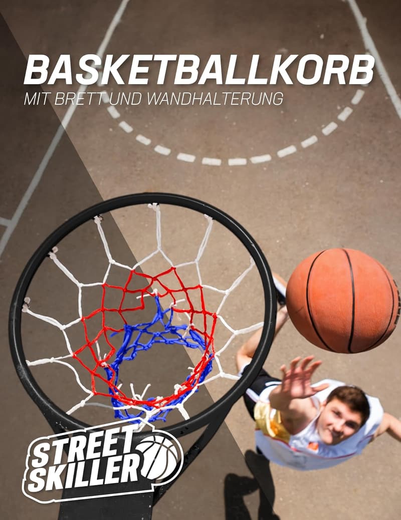 Basketballkorb mit Wandhalterung und abnehmbarem Netz – 45 cm für Innen/Außen