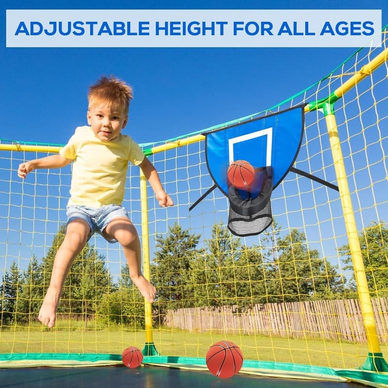 Trampolin Basketballkorb mit 4 Bällen und Pumpe für Innen und Außen