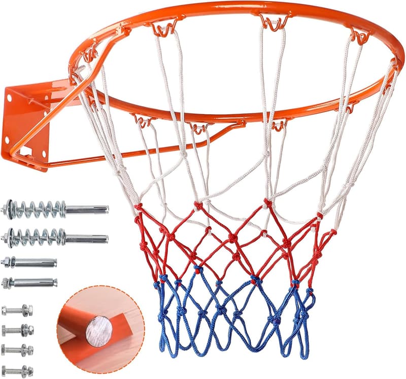 Massiver Wandmontage-Basketkorb 45 cm mit Stahlring für Innen und Außen