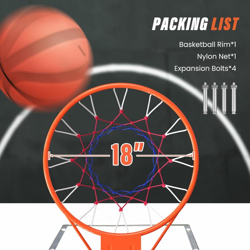 Basketballkorb mit Wandhalterung – Standardgröße 45 cm, innen/außen geeignet