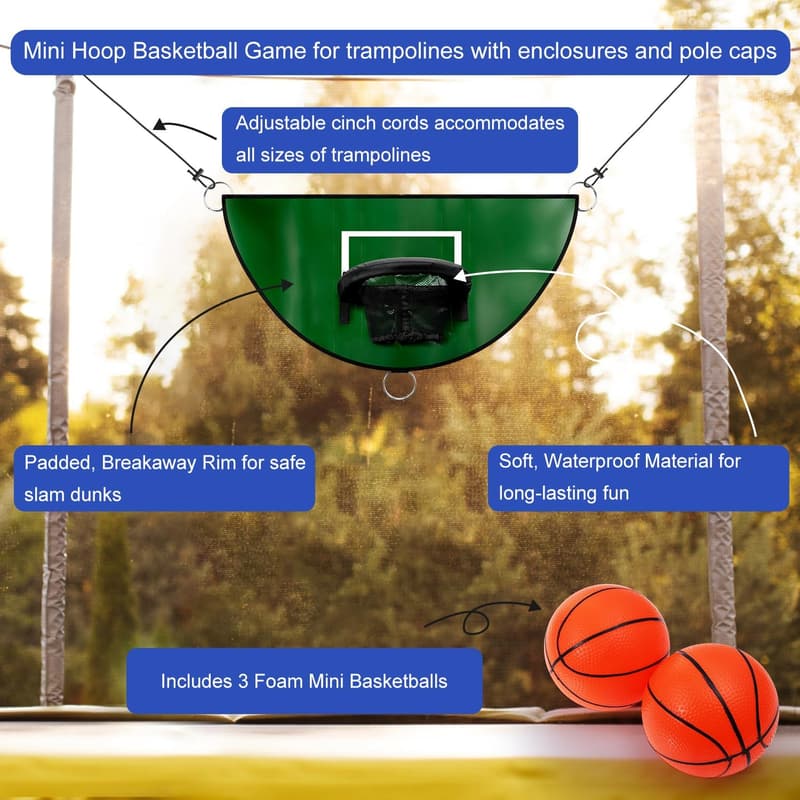 Basketballkorb für Trampolin mit abreißbarem Rand – für Kinder und Erwachsene