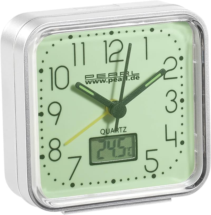 Nachleuchtender Quarz-Wecker mit Digital-Thermometer