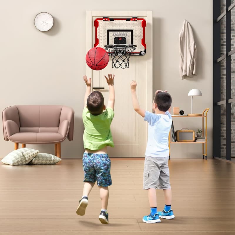 Mini-Basketballkorb über der Tür mit 4 Bällen und Scoreboard für Kinder