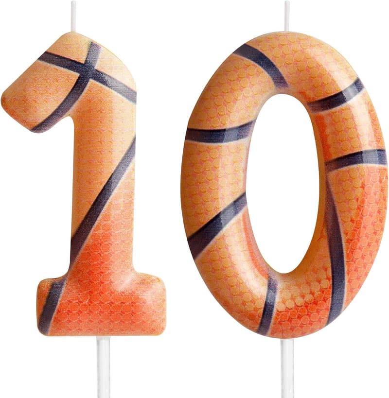 Basketball Geburtstag Kerze Nummer 10 für Kinder – Sport-Thema Deko