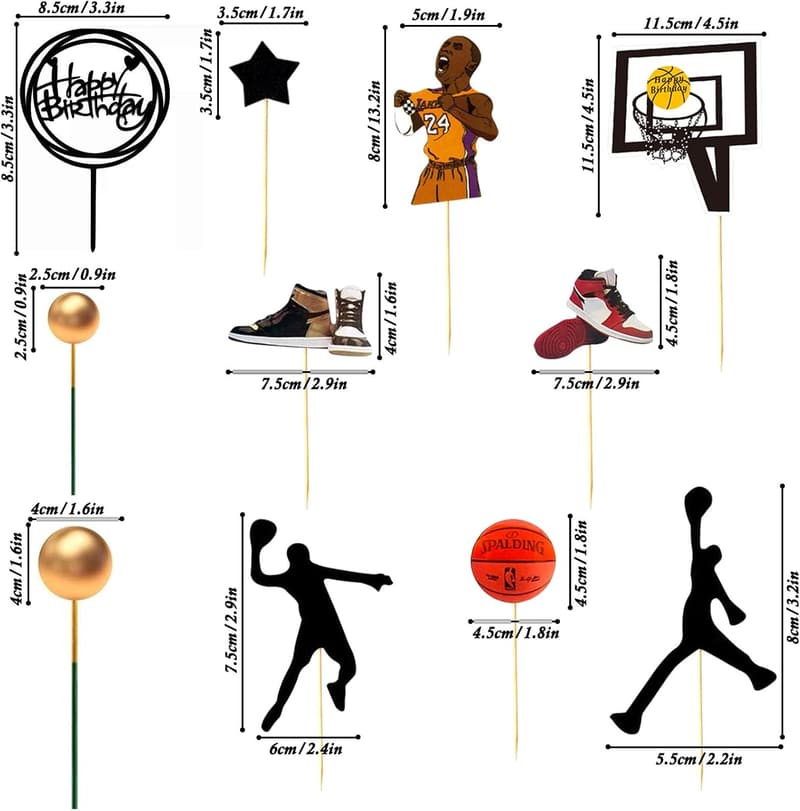 Basketball-Tortenaufleger 24er Set für Jungen - Tortendeko Geburtstag