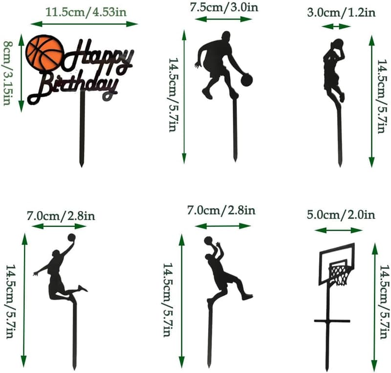 Basketball Geburtstagstorte Dekoration, 6er Set Tortentopper