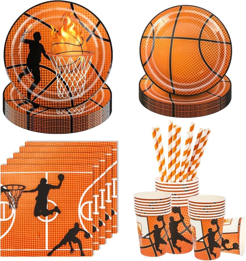 Basketball Geburtstag Partygeschirr Set für 20 Gäste, 100 Teile
