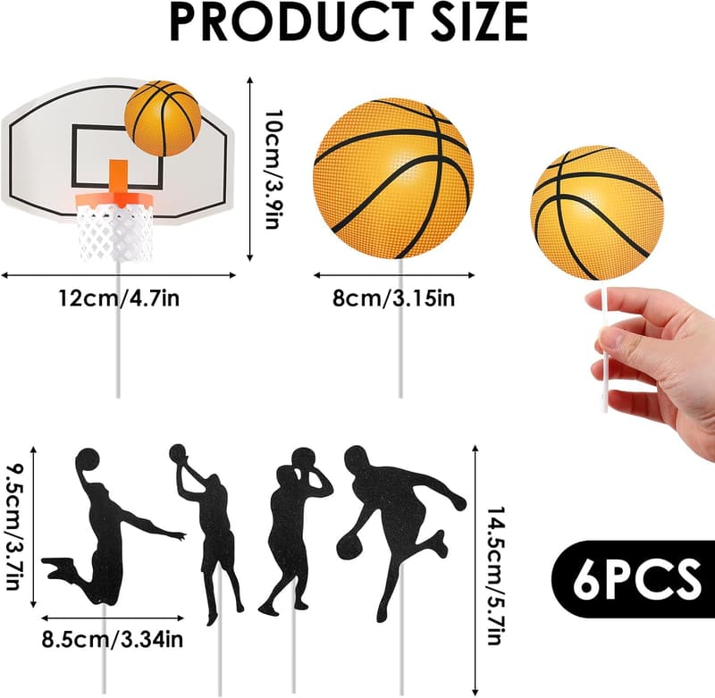 Basketball Tortendeko für Jungen – 6 Stück Geburtstag Topper