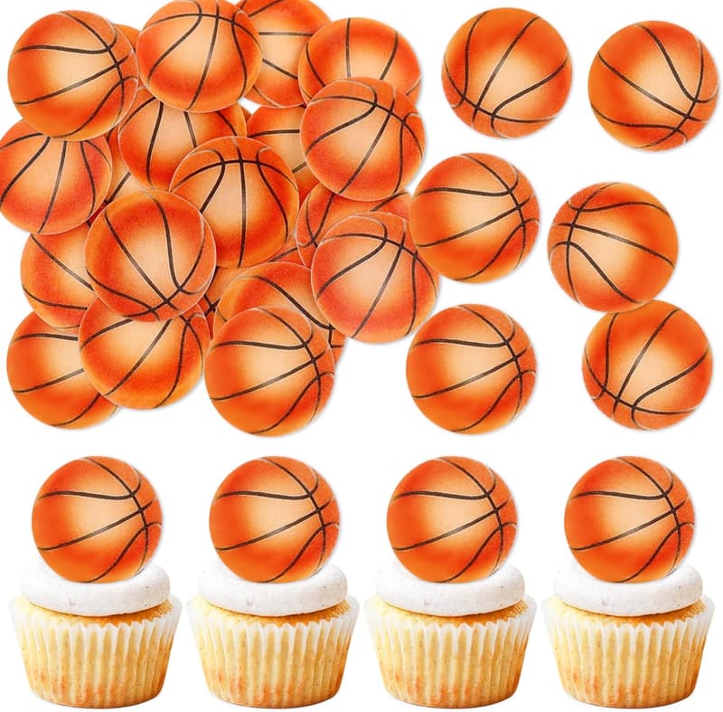 40 Stück Essbare Basketball Cupcake Topper für Sportfeiern
