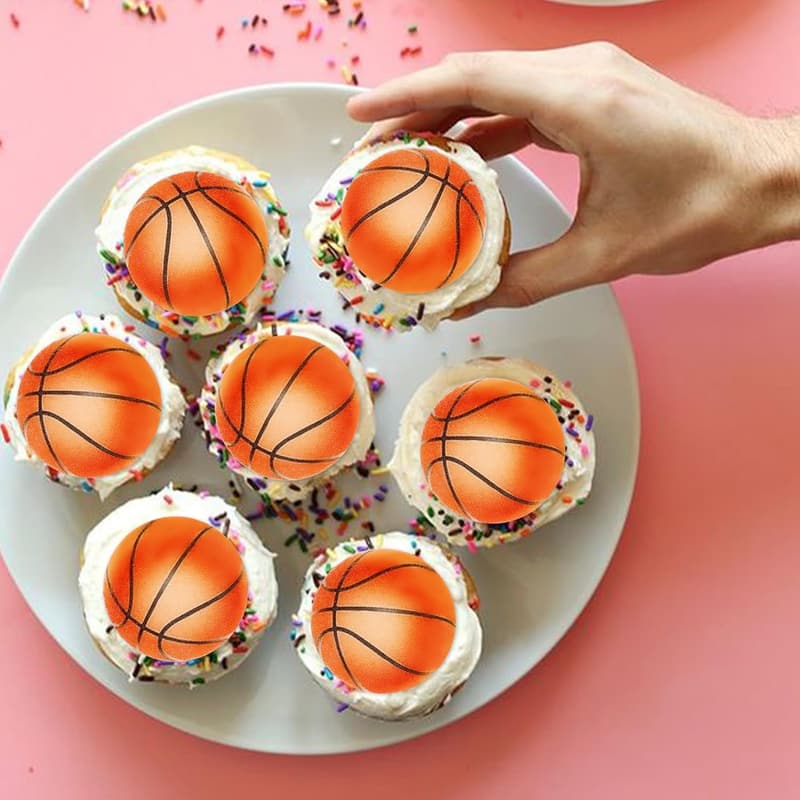 40 Stück Essbare Basketball Cupcake Topper für Sportfeiern
