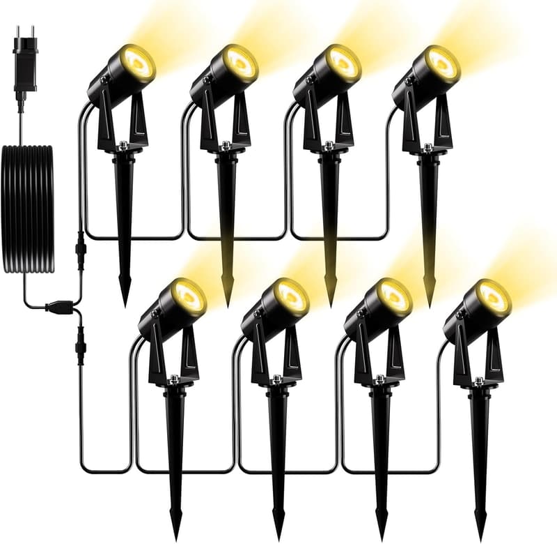 Yuusei 8er-Pack Gartenbeleuchtung, 29,8 m, 3000K LED, IP65 wasserdicht
