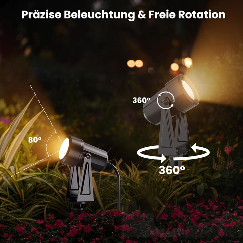Yuusei 8er-Pack Gartenbeleuchtung, 29,8 m, 3000K LED, IP65 wasserdicht