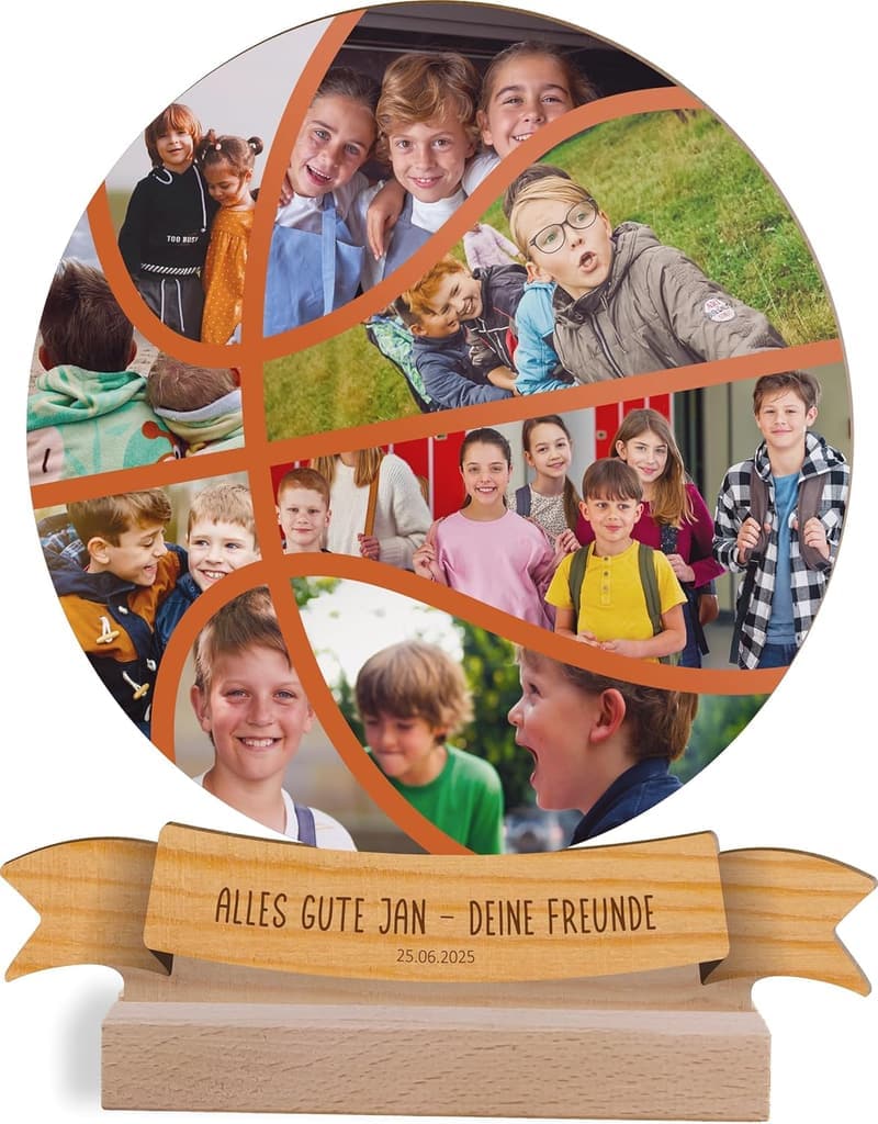 Personalisiertes Holzbild für Basketball-Fans – Geschenkidee für Kinder