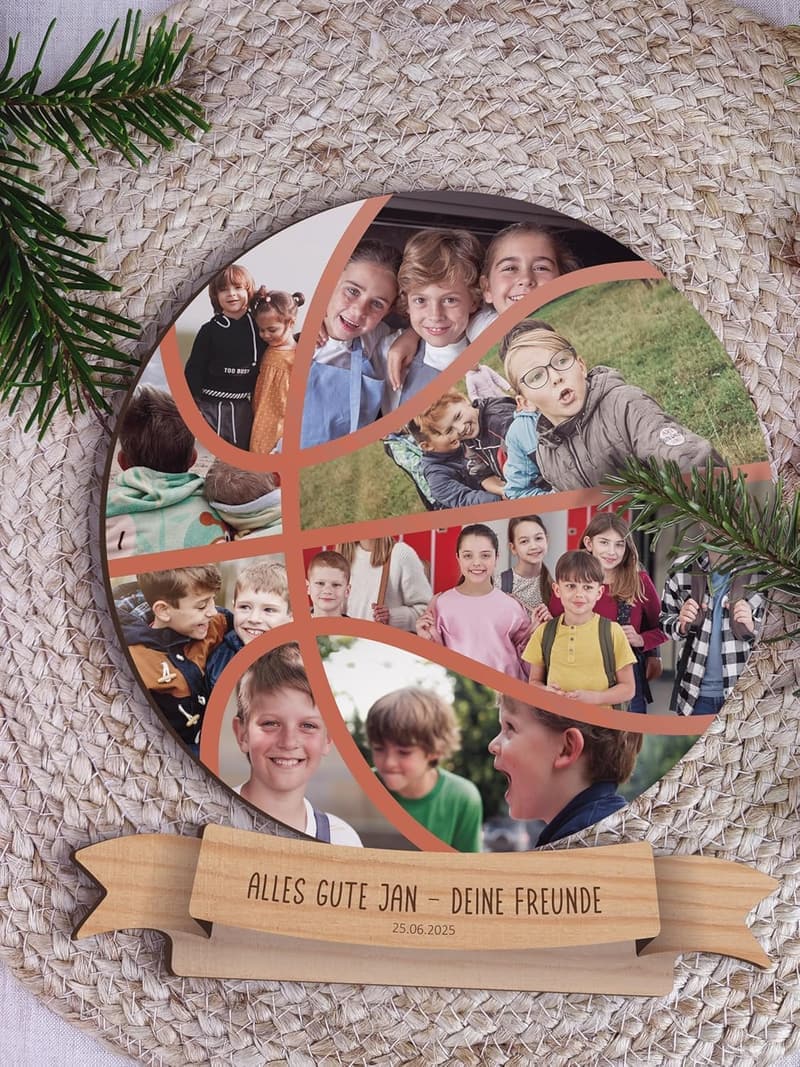 Personalisiertes Holzbild für Basketball-Fans – Geschenkidee für Kinder