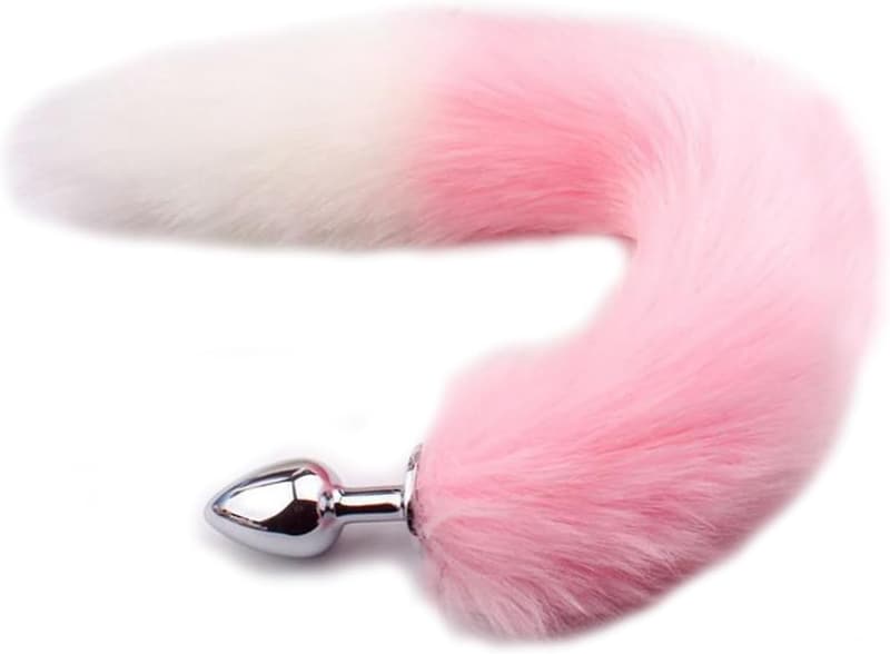 Fuchsschwanz Analplug aus Edelstahl für Cosplay und SM-Spiele (Rosa)