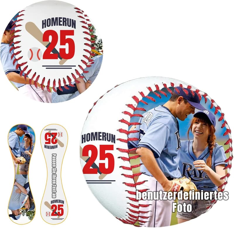 Personalisierter Baseball mit Foto und Text – Ideal für Väter und Trainer