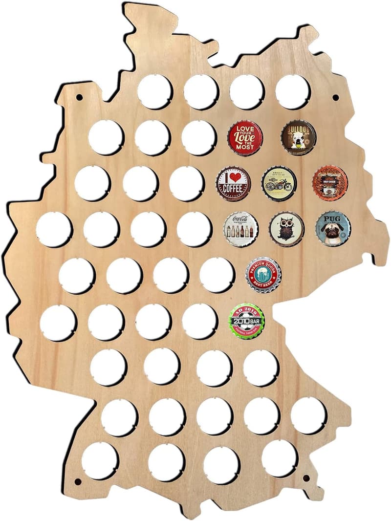 Holz-Bierkarte als Wanddekoration 44 x 33 cm – Ideales Geschenk für Männer